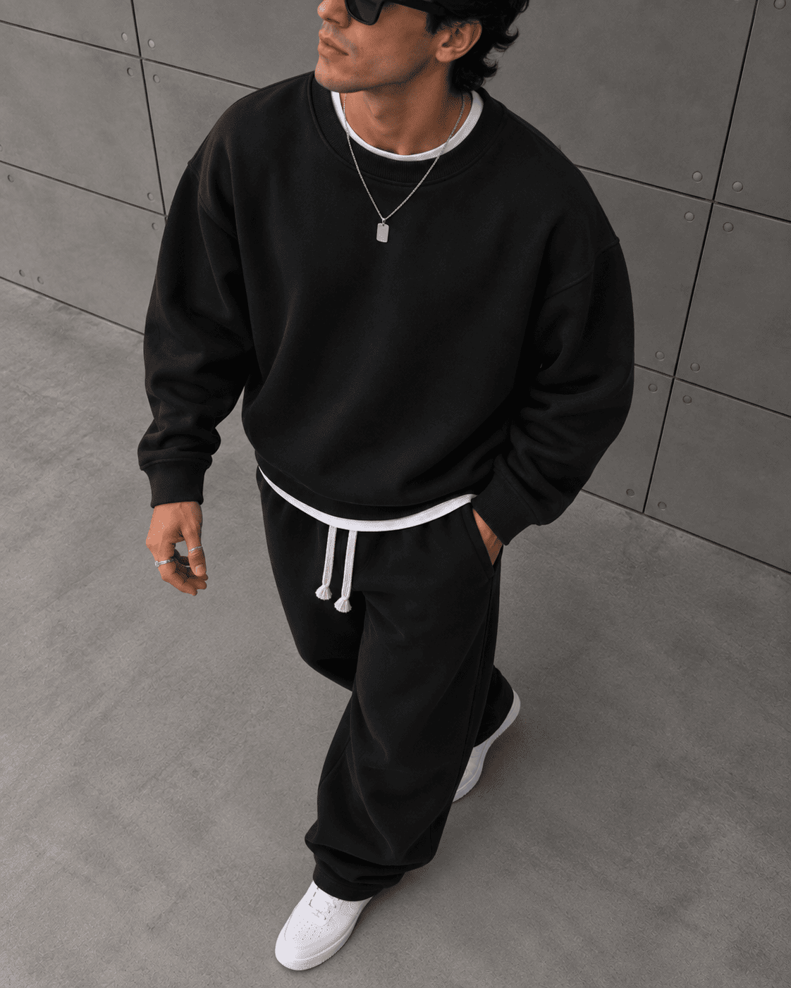 Basıc Sweatshırt Takım Siyah
