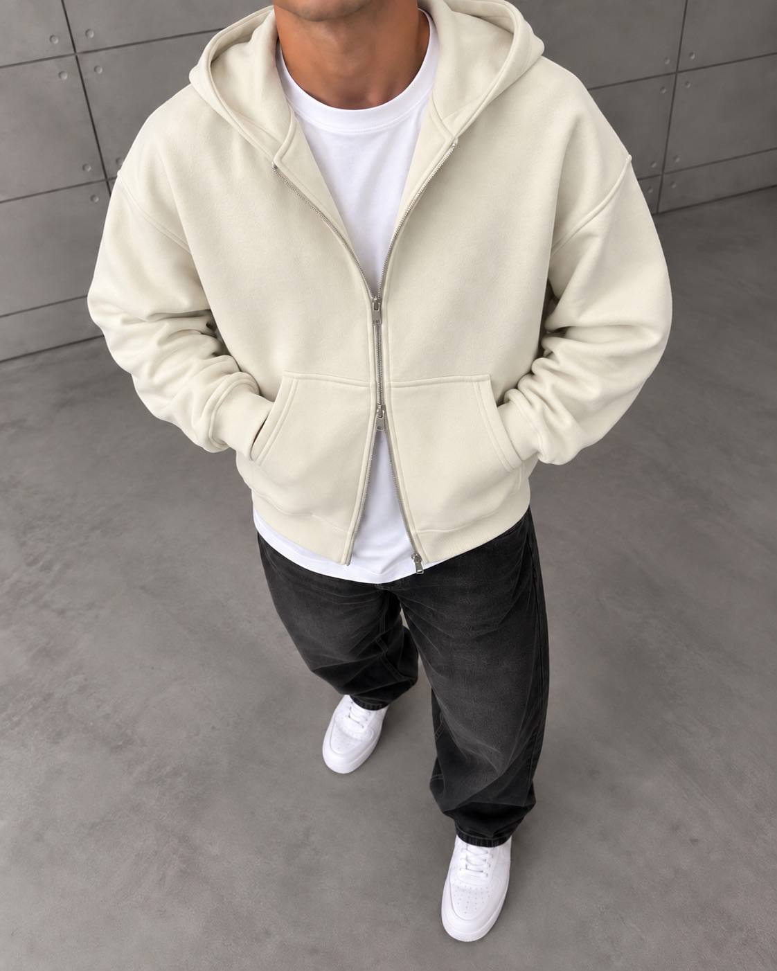 Basic Zipper Bej